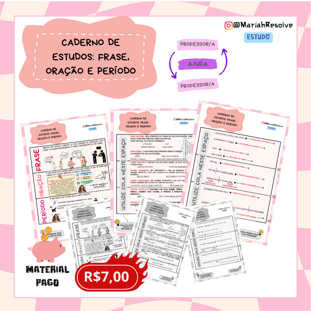 Frase, oração e período: estudo e atividades – Mariáh Resolve!