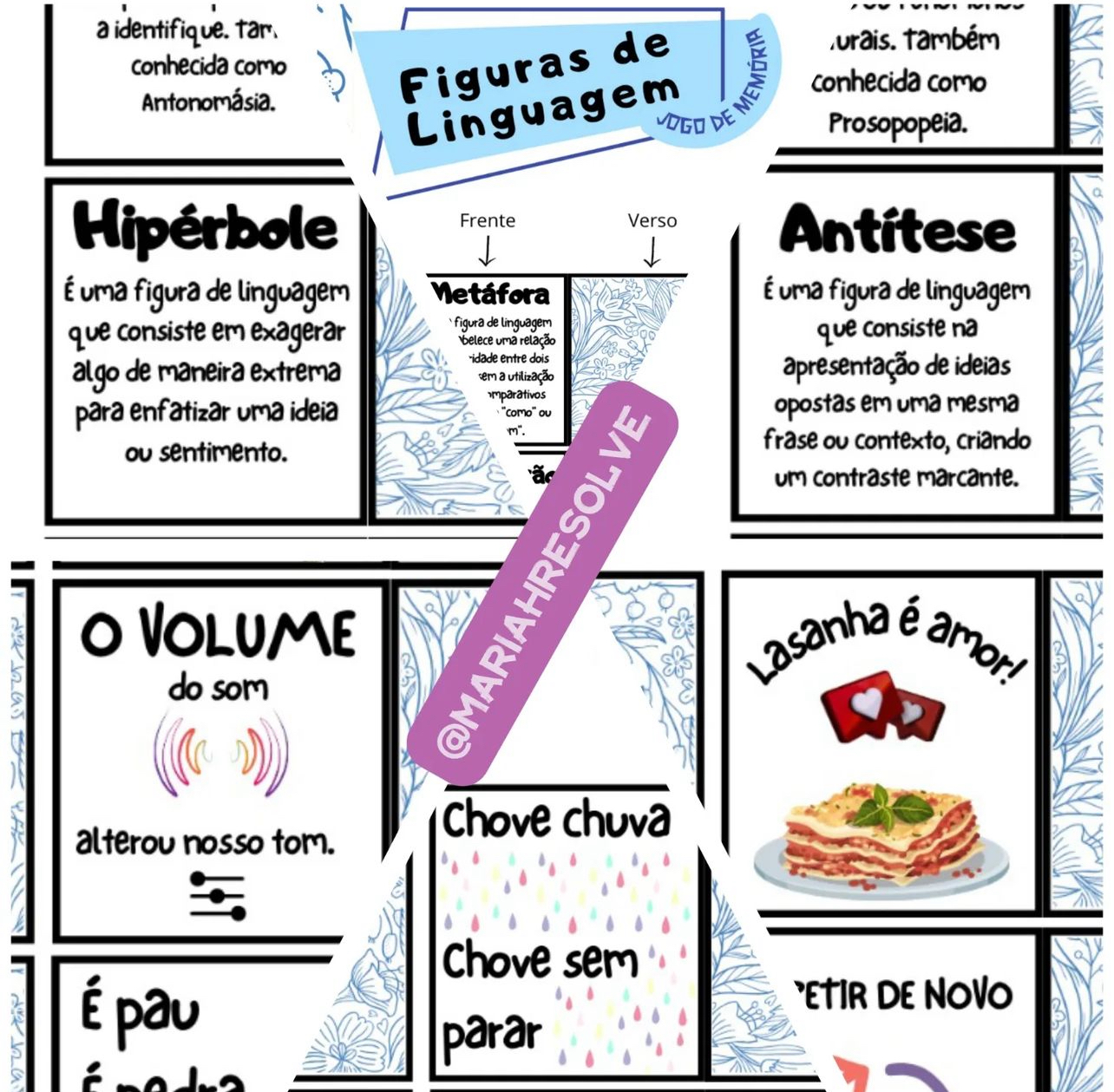 Figuras de linguagem: jogo da memória – Mariáh Resolve!