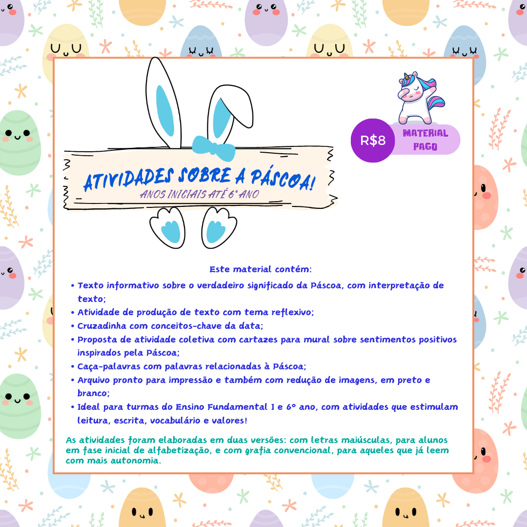 Atividades de Páscoa: Anos Iniciais e 6º ano