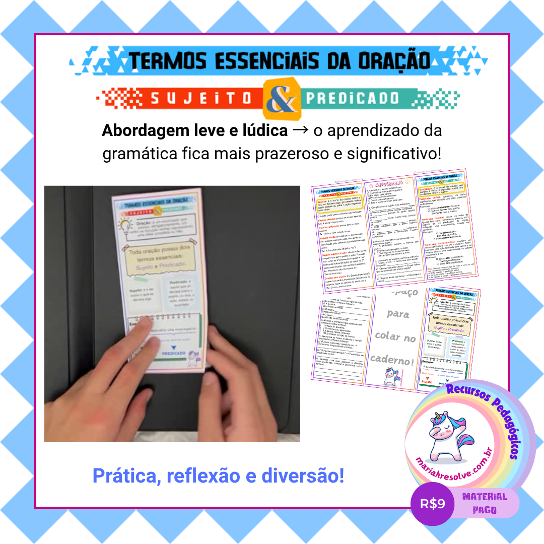 Termos essenciais da oração: panfleto de sujeito e predicado